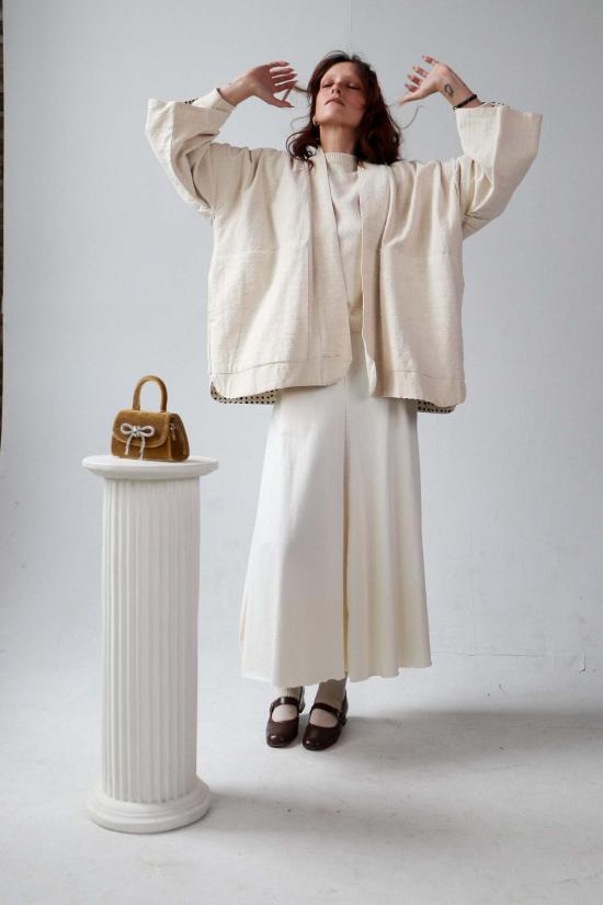  해피 프렌치 갱 코트 화이트  인사이드 도트 - HAPPY FRENCH GANG