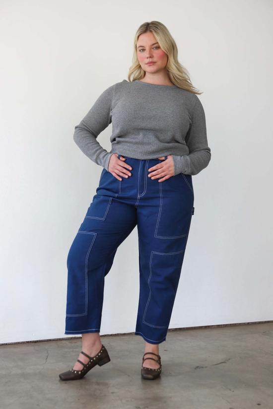  노블 스트레이트 팬츠 아티스트 팬츠 네이비 - NOBLE