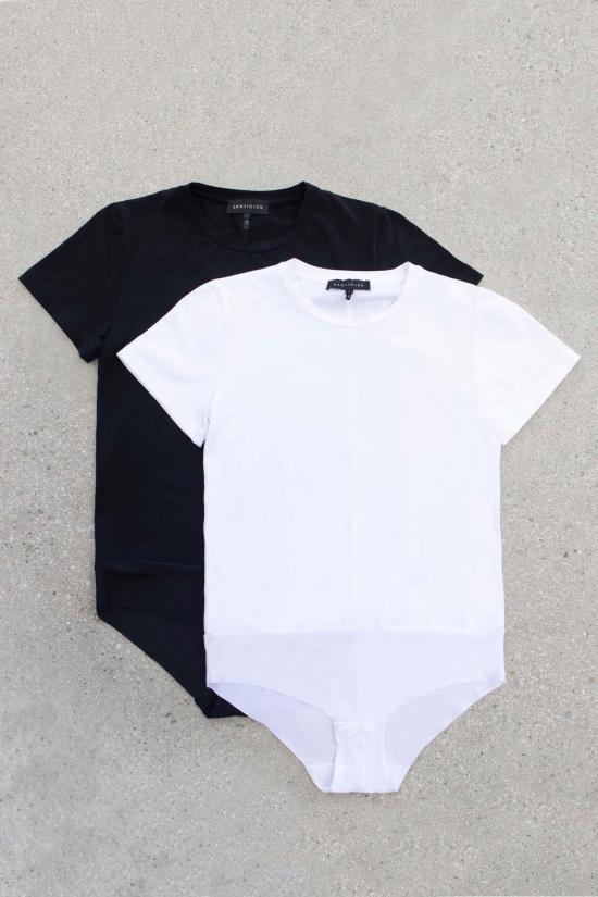  Santicler 바디수트 티셔츠 산티클러 젠 오가닉 코튼 번들 크루넥 바디수트 화이트/블랙 - OTHER BRANDS
