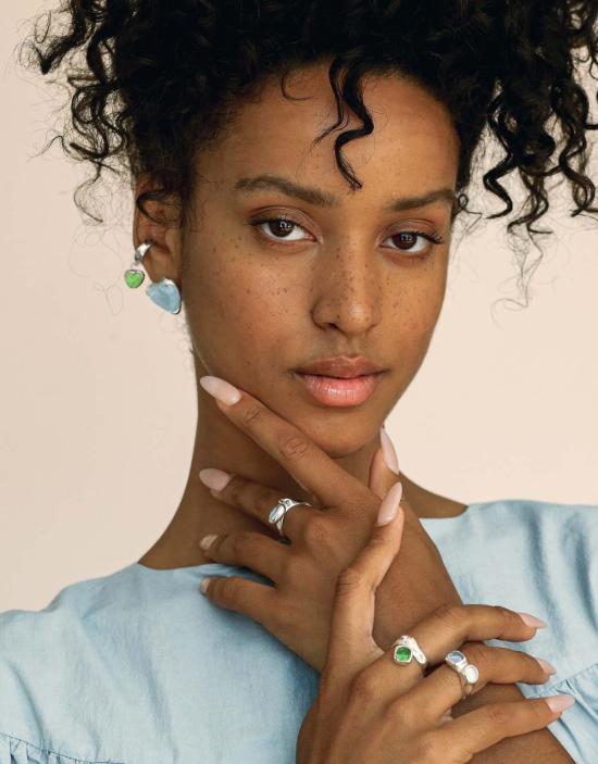  클레드 반지 스퀘어 드롭 링 실버/골드