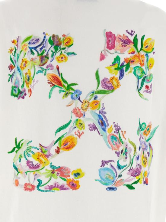  오프화이트 반팔 티셔츠 애로우 글로잉 플라워 티셔츠 화이트 - OFF WHITE