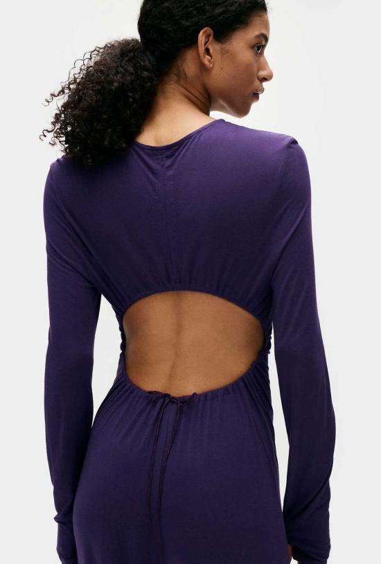  실크 런드리 롱 원피스 저지 모달 컷어웨이 드레스 나이트셰이드 - SILK LAUNDRY