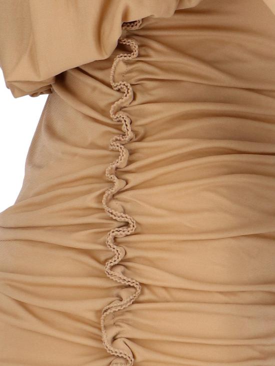  생로랑 숏 원피스 드레이프 미니드레스 베이지 - SAINT LAURENT