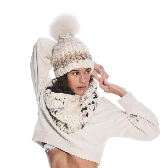  Mischa Lampert 모자 미샤 램퍼트 페일 스트라이프 비니 + 누드 XL 폼폼 - OTHER BRANDS