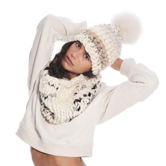  미샤램퍼트 모자 미샤 램퍼트 페일 스트라이프 비니 + 누드 XL 폼폼 - MISCHA LAMPERT