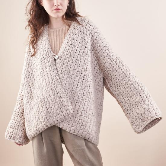  Maydi 가디건 메이디 오버사이즈 메리노 , 깃털 스티치 크로셰 - OTHER BRANDS