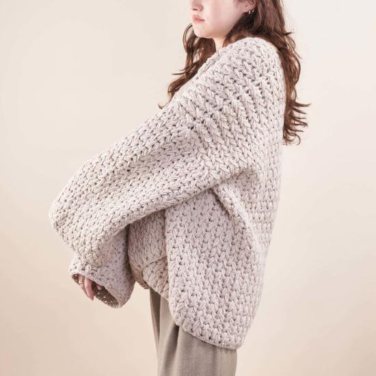  Maydi 가디건 메이디 오버사이즈 메리노 , 깃털 스티치 크로셰 - OTHER BRANDS