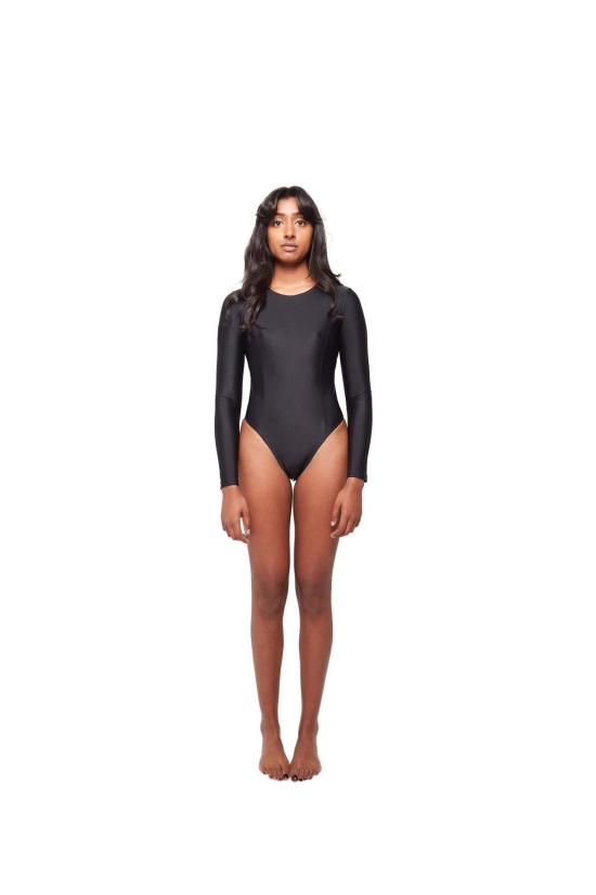  하우스라벨 바디수트 티셔츠 로우컷 보디수트 느와르 - HAUSLABEL