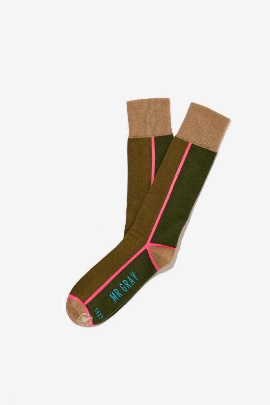  Mr. Gray 양말 미스터 그레이 패널 트림 프린팅  올리브
