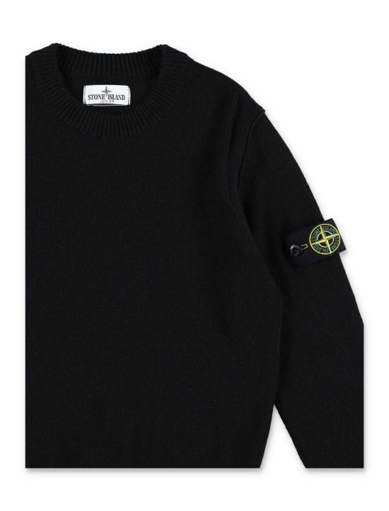  [키즈] 스톤 아일랜드 풀오버 키즈  니트 베이직 스웨터 블랙 - STONE ISLAND