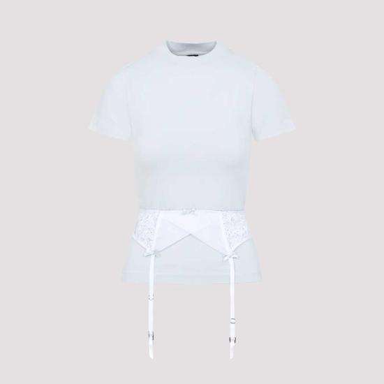  발렌시아가 반팔 티셔츠 초크 스트레치 코튼 티셔츠 더티 화이트 - BALENCIAGA