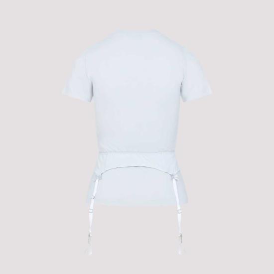  발렌시아가 반팔 티셔츠 초크 스트레치 코튼 티셔츠 더티 화이트 - BALENCIAGA