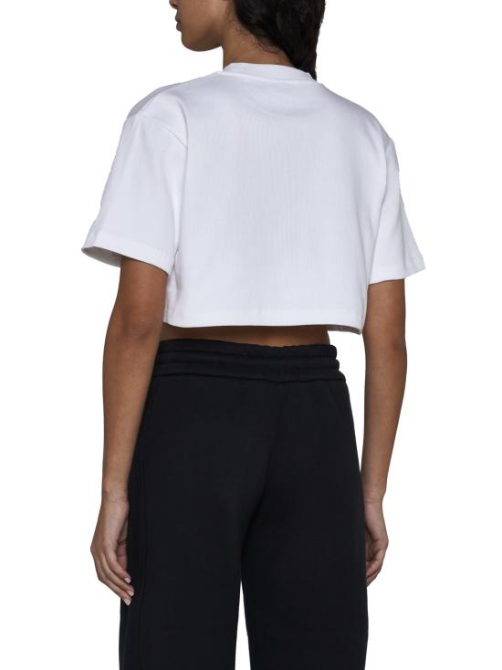  오프화이트 민소매 티셔츠 크롭 티셔츠 (로고 포함) 화이트/블랙 - OFF WHITE