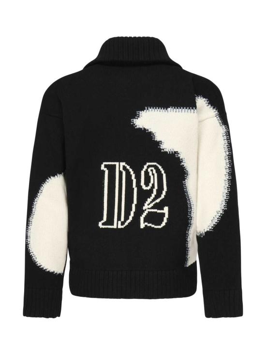  디스퀘어드2 가디건 Dsquared2 페이크 스티치  블랙 & 화이트 - DSQUARED2