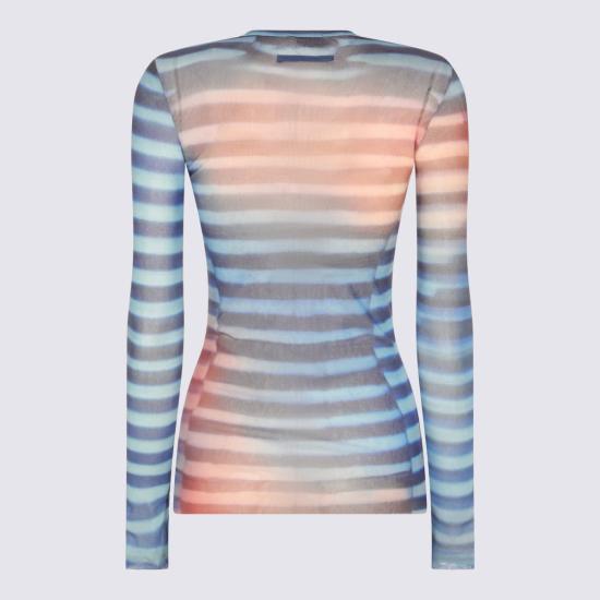  장 폴 고티에 긴팔 티셔츠 탑 라이트 블루/블루/피치 - JEAN PAUL GAULTIER