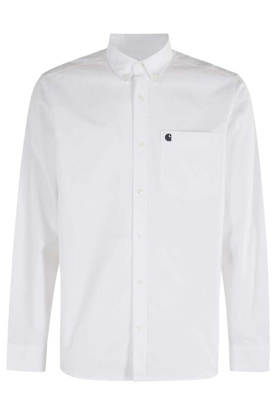  칼하트 셔츠 카하트 C 로고  옥스포드  화이트 다크 네이비