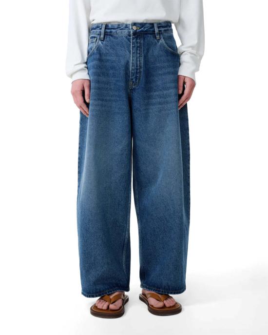  스튜디오 니콜슨 데님 팬츠 파올로 볼륨 진 워른 워시 인디고 - STUDIO NICHOLSON