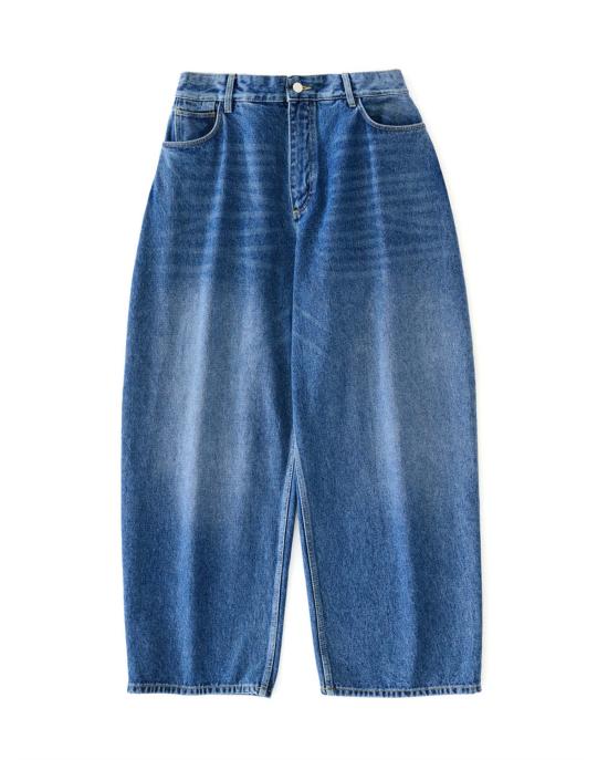  스튜디오 니콜슨 데님 팬츠 파올로 볼륨 진 워른 워시 인디고