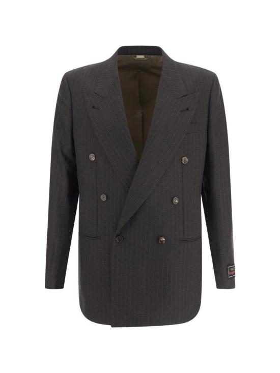  구찌 수트 자켓 더블 브레스트 재킷 브라운