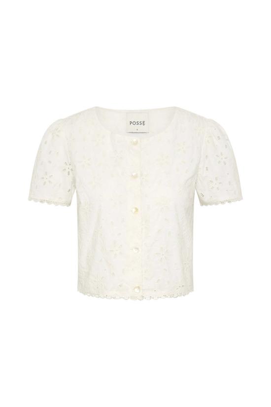  포제 블라우스 포세 살마 캡 슬리브 탑 빈티지 화이트 - POSSE