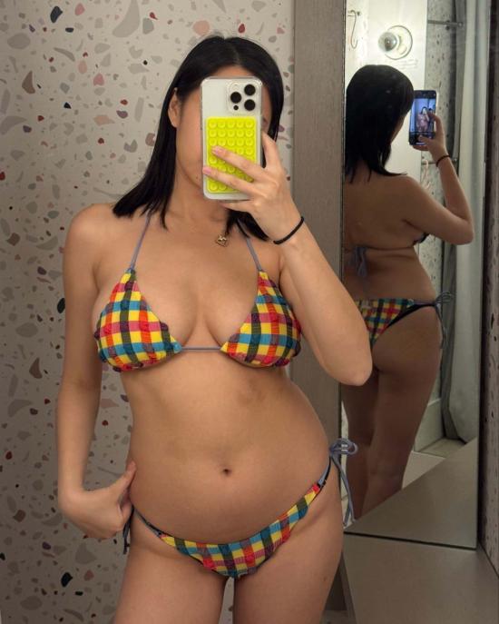  카로 루나 비키니 수영복 엘사 시어서커 비키니 하의 레인보우 - CARO LUNA