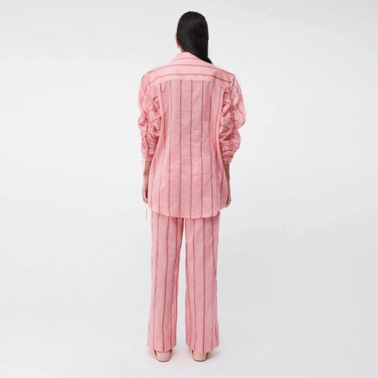  수보 셔츠 수부 파블로 러치드 슬리브 오버사이즈 셔츠 핑크 - SUBOO