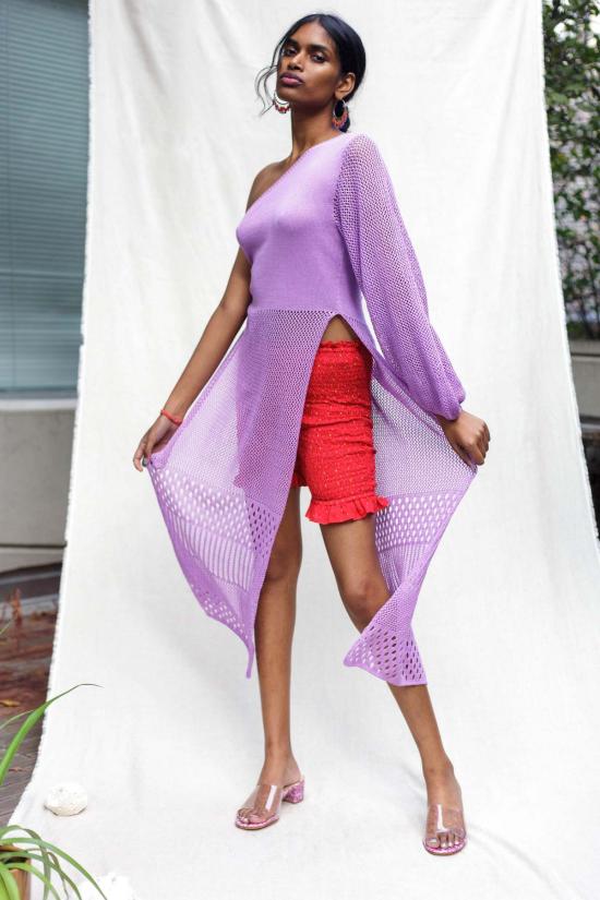  아바카시 튜닉 라일락 롱 니트 - ABACAXI