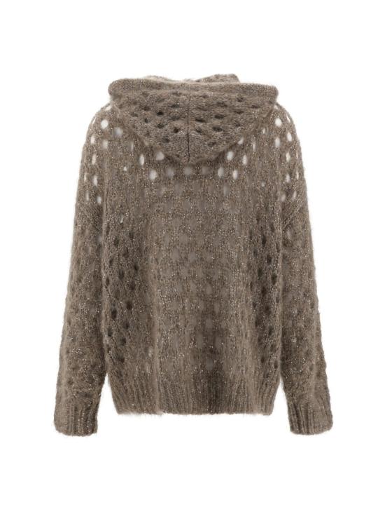  브루넬로 쿠치넬리 가디건 Brunello Cucinelli 퍼포레이티드 울 카디건 베이지 스쿠로 카멜 - BRUNELLO CUCINELLI