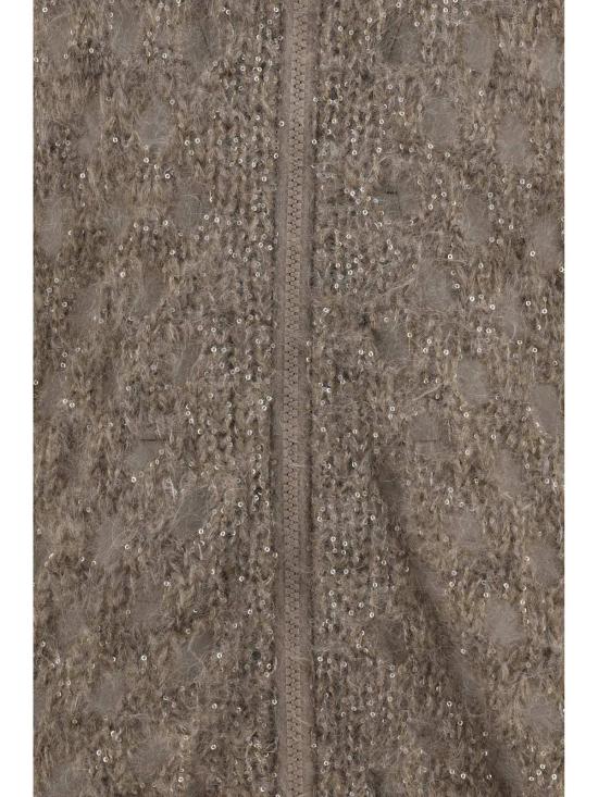  브루넬로 쿠치넬리 가디건 Brunello Cucinelli 퍼포레이티드 울 카디건 베이지 스쿠로 카멜 - BRUNELLO CUCINELLI