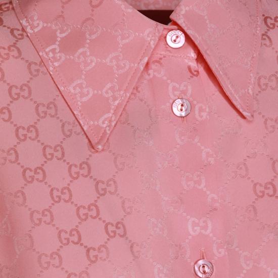  구찌 블라우스 핑크 실크 셔츠 - GUCCI