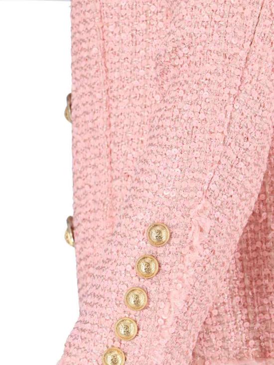  발망 수트 자켓 스팽글 트위드 재킷 로즈 - BALMAIN