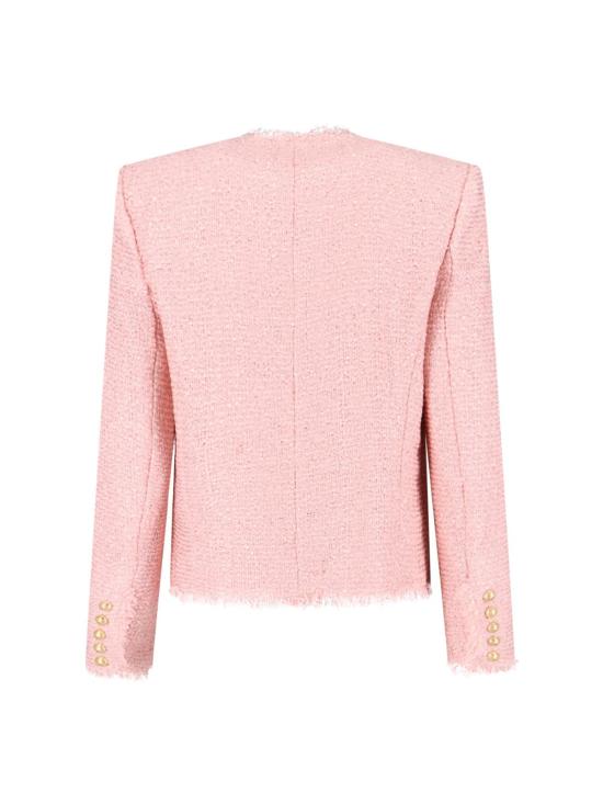  발망 수트 자켓 스팽글 트위드 재킷 로즈 - BALMAIN