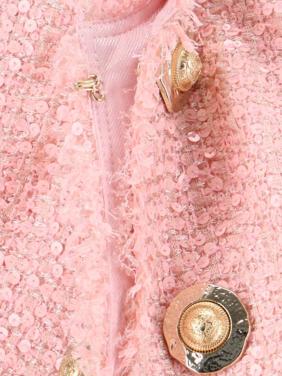  발망 수트 자켓 스팽글 트위드 재킷 로즈 - BALMAIN