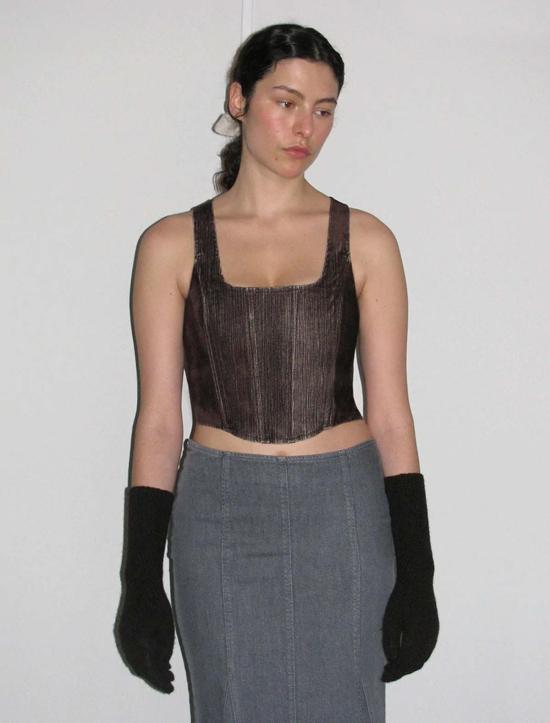  팔로마울 민소매 티셔츠 팔로마 울 더스크 코르셋 브라운 - PALOMA WOOL