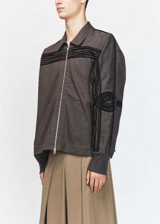  송포더뮤트 자켓 Song For The Mute 아플리케 트랙 재킷 워시드 블랙 - SONG FOR THE MUTE