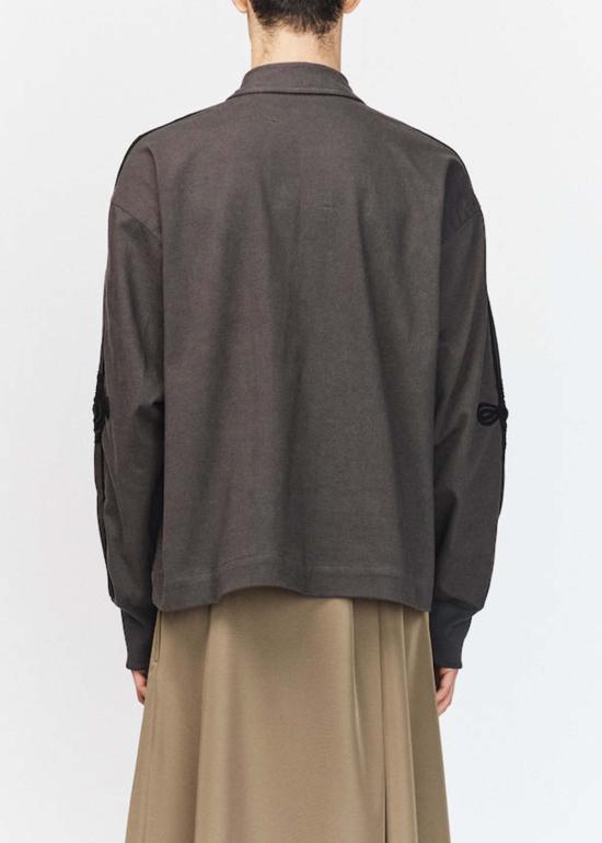  송포더뮤트 자켓 Song For The Mute 아플리케 트랙 재킷 워시드 블랙 - SONG FOR THE MUTE