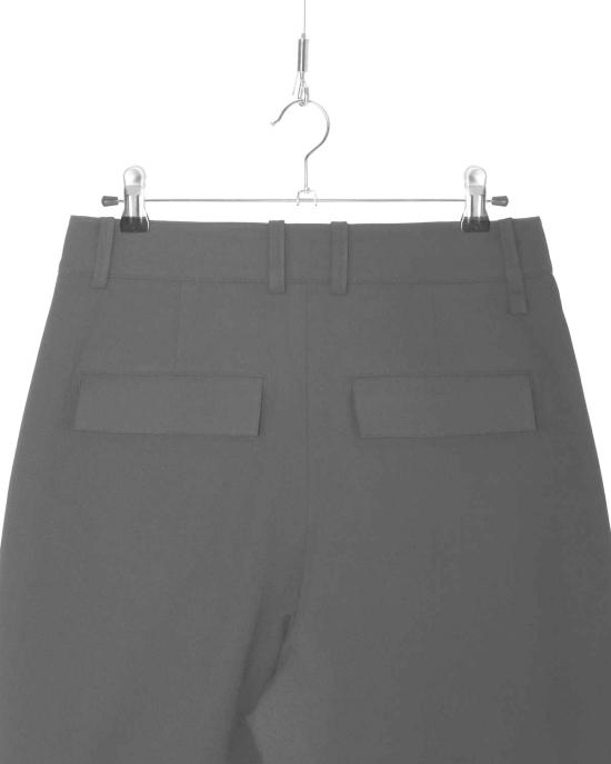  패브릭스 스트레이트 팬츠 패브릭 스트레치 트윌 소재의 투턱 와이드 레그 팬츠 블랙 - FAVRICS