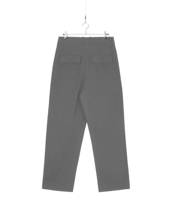  패브릭스 스트레이트 팬츠 패브릭 스트레치 트윌 소재의 투턱 와이드 레그 팬츠 블랙 - FAVRICS