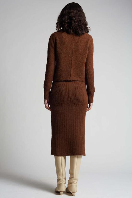  일레븐 식스 미디 스커트 피아 튜브 스커트 코코아 - ELEVEN SIX