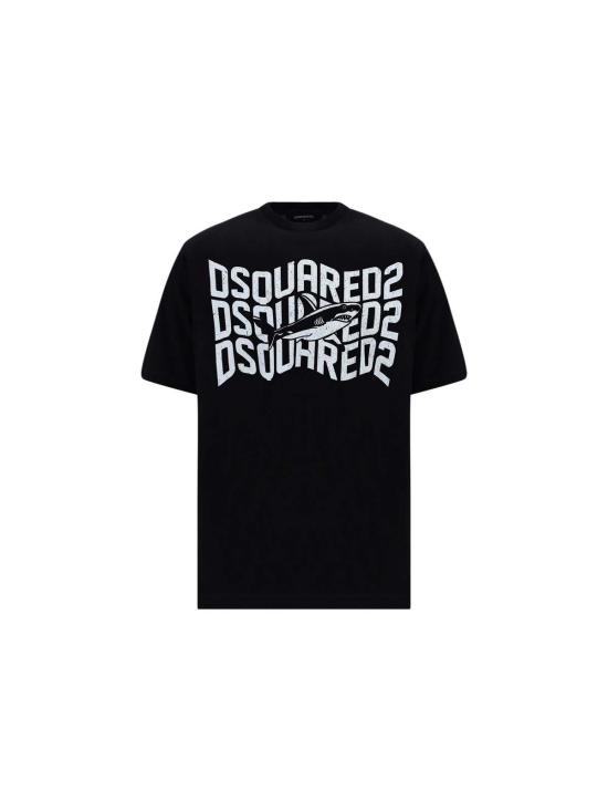  디스퀘어드2 반팔 티셔츠 Dsquared2 상어 및 로고 프린트 티셔츠