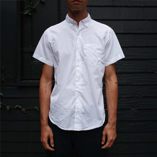  Steven Alan 반팔 셔츠 반팔 싱글 니들  핑크 윈도우페인 - STEVEN ALAN