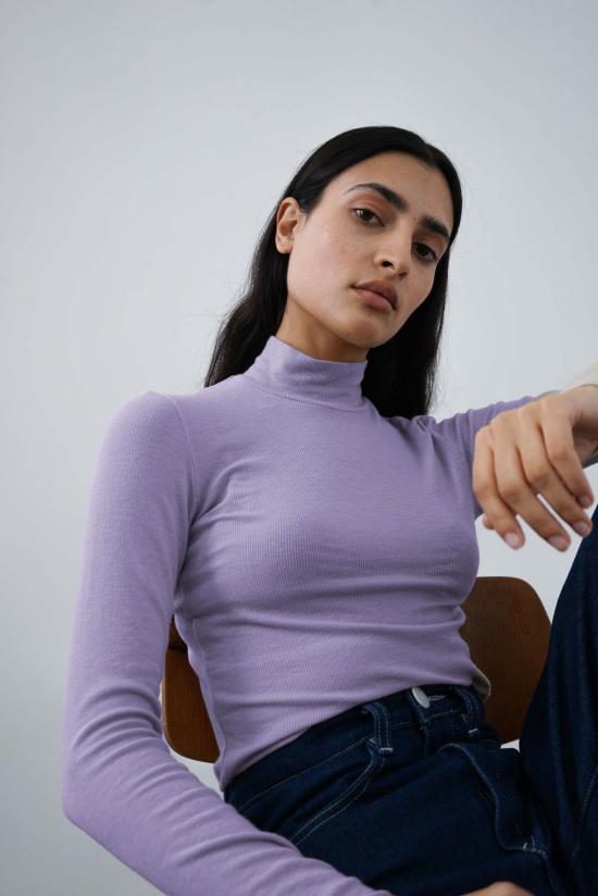  왈츠 긴팔 티셔츠 모크넥 긴팔 탑 아이리스 - WALTZ