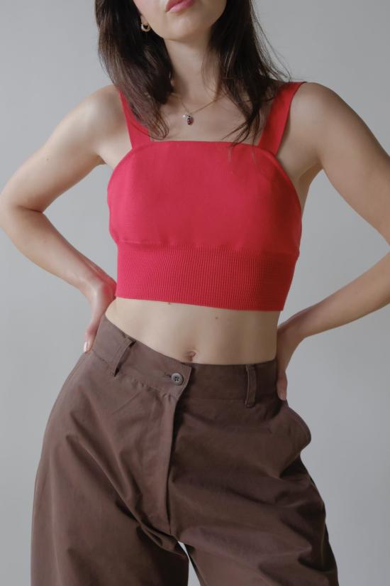  디아르테 민소매 티셔츠 크루즈 탑 체리 레드