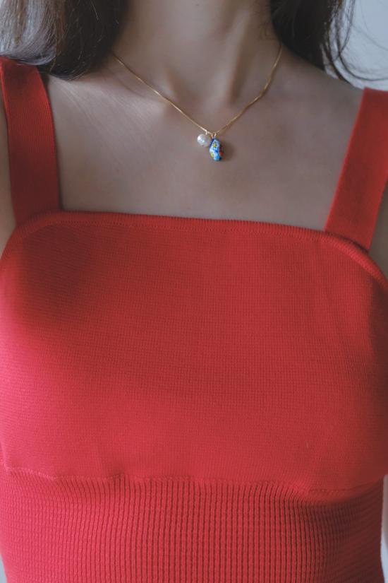  디아르테 민소매 티셔츠 크루즈 탑 체리 레드 - DIARTE