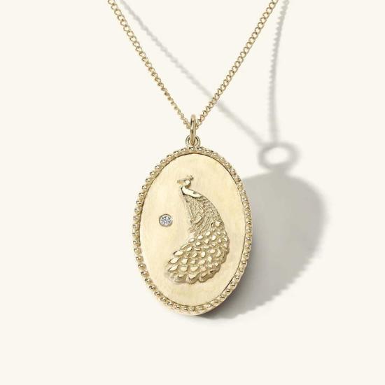  자하바 목걸이/팬던트 공작새 토큰 펜던트 골드