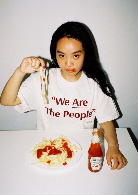  스킴 밀크 반팔 티셔츠 탈지유 우리는 국민이다 티셔츠 흰색 - SKIM MILK