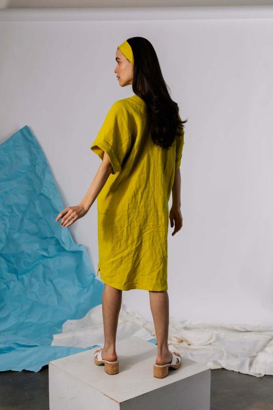  Pamut Apparel USA 미디 원피스 Pamut Apparel Usa Judith 드레스 린넨 - PAMUT APPAREL