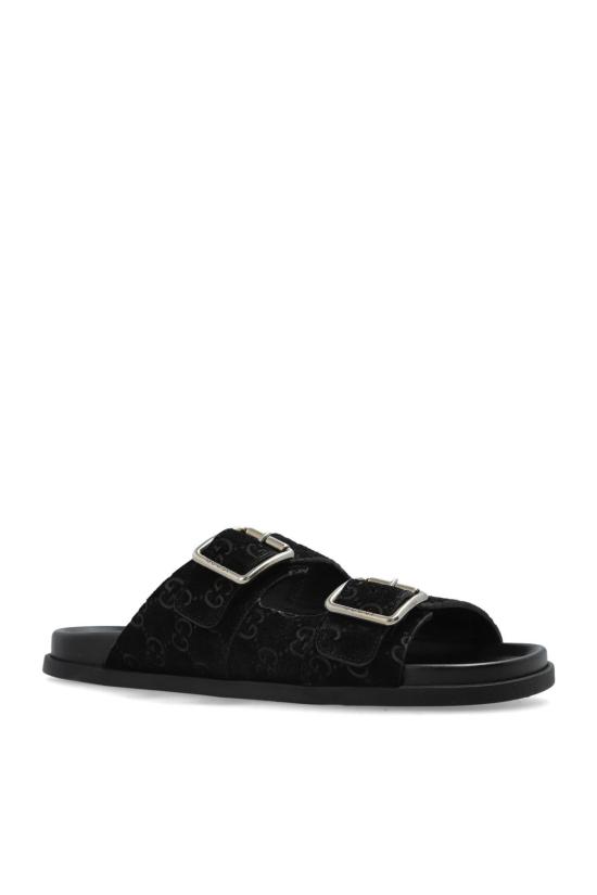  구찌 샌들 스웨이드 슬리퍼 블랙 - GUCCI
