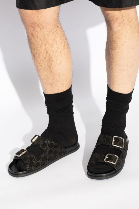  구찌 샌들 스웨이드 슬리퍼 블랙 - GUCCI