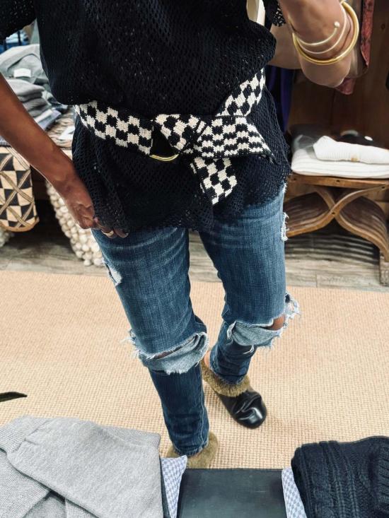  Yesaet 와이드 벨트 예사엣 체크 크로셰 - YESAET